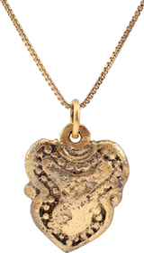 ANCIENT VIKING HEART PENDANT NECKLACE, C.850-1050 AD