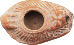 BYZANTINE (LATE ROMAN) CHRISTIAN RED TERRA COTTA OIL LAMP, 5TH-8TH CENTURY AD - Fagan Arms