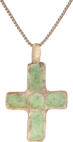 MEDIEVAL UKRAINIAN/RUSSIAN ENAMELED CROSS NECKLACE, 10TH-13TH CENTURY