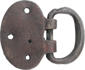 RARE ROMAN BUCKLE FROM A LEGIONARIE’S PLATE ARMOR, LORICA SEGMENTATA