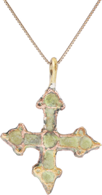 MEDIEVAL UKRAINIAN/RUSSIAN ENAMELED CROSS NECKLACE, 10TH-13TH CENTURY